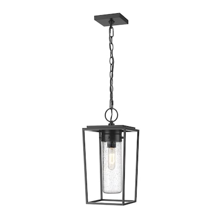 Sheridan 1 Light Outdoor Chain Mount Ceiling Fixture, Black And Seedy